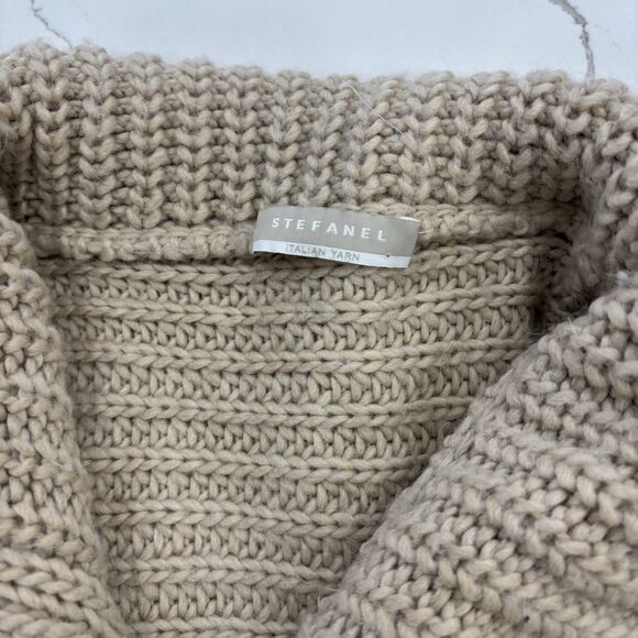 Stefanel Knit Poncho Womens Size XS S Wool Alpaca Blend Italian Yarn Cream Zip - Picture 3 of 6